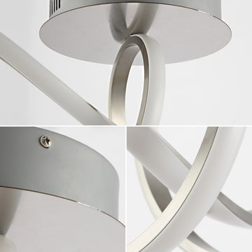 Chantelle 19.5" Modern Minimalist Aluminum Loop Integrated LED Semi Flush Mount - JONATHAN Y